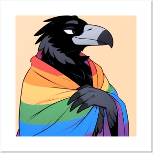 Comfy Womfy Furry Pride Raven LGBTQ Rainbow Posters and Art